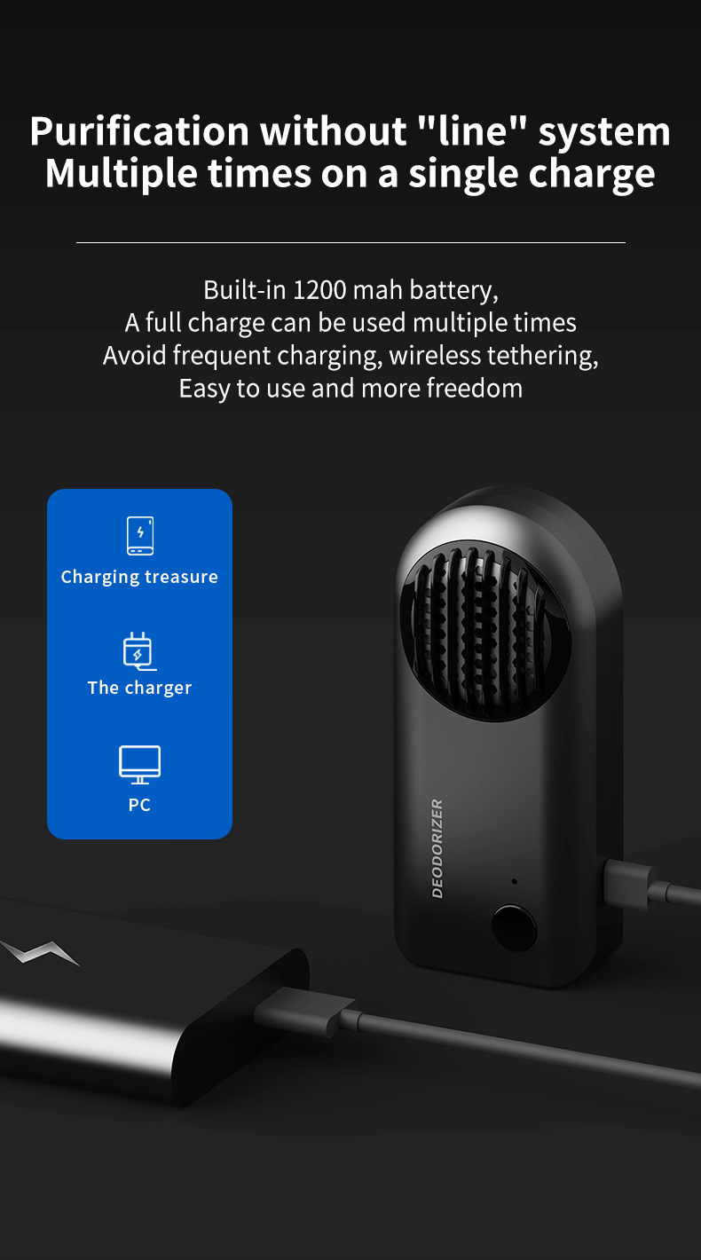 Car purifier deodorizer for the car interior and living room, removes smoke odor, deodorizes and freshens, portable air purifier