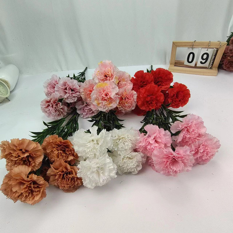 7头康乃馨家居装饰花绢花母亲节教师节材料花瓶插花把花节日装饰