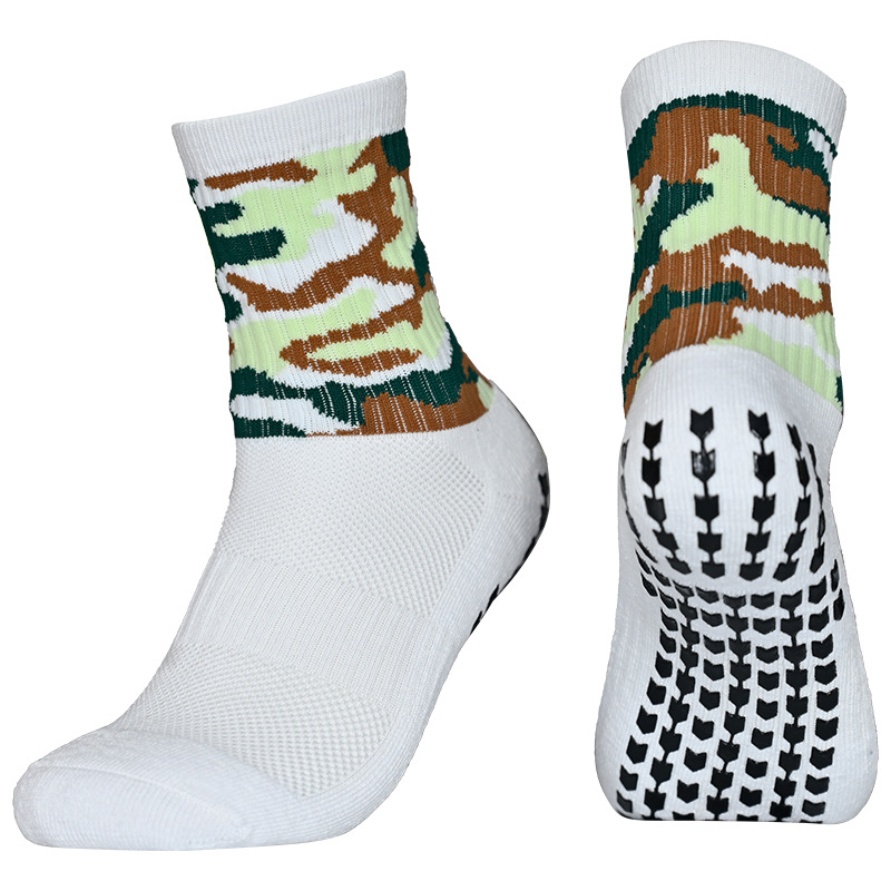 Camouflage Football Socks Short Tube Mid-Tube Socks for Men and Women Adult Sports Non-Slip Rubber Particles Shock-Absorbing Thickeneded Towel Bottom Football Socks