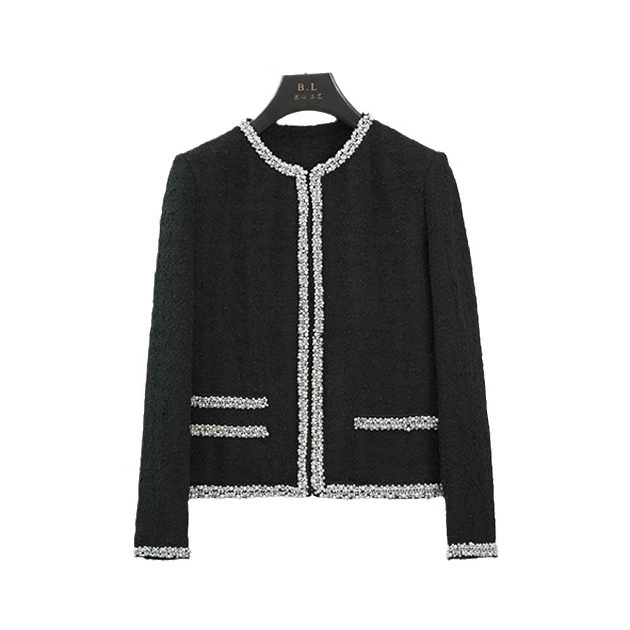 Шерстящее пальто, короткая куртка, круглый воротник, стиль Chanel, высококачественный стиль