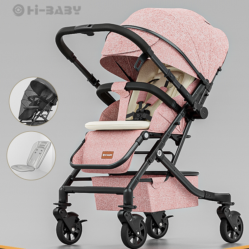 El cochecito de bebé hibaby puede sentarse y acostarse, plegable bidireccional, ligero, cochecito de paisaje alto para niños de 0 a 3 años