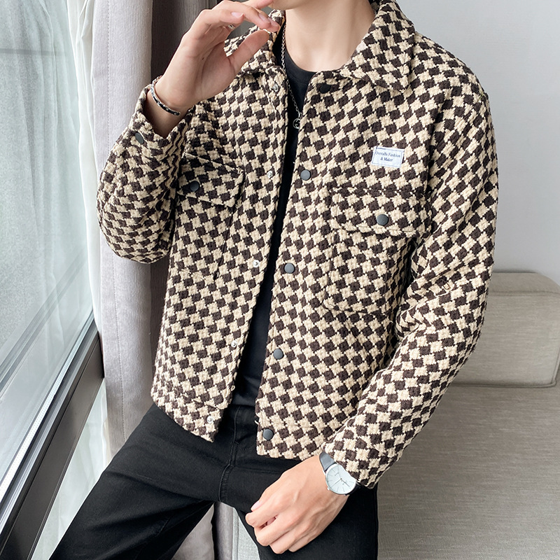 Nuovo casual 2023 per la versione coreana, e bel top da uomo, abbigliamento autunnale alla moda, indossando una giacca con risvolto_voghion.com