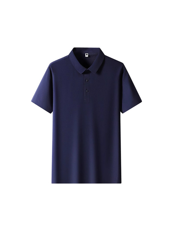 2025 新しいルーズ夏のファッション Tシャツメンズビジネスアイスシルク半袖ラペルシームレスラミネートポロシャツ|undefined