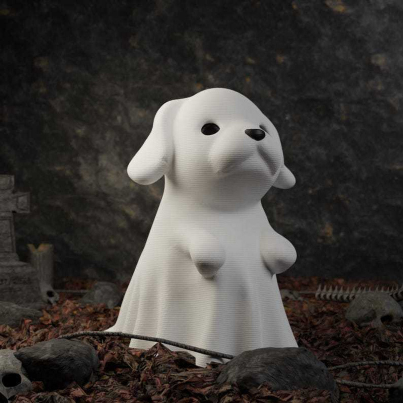 跨境新品Halloween Ghost Cat Statue万圣节幽灵猫雕像3D打印摆件|undefined