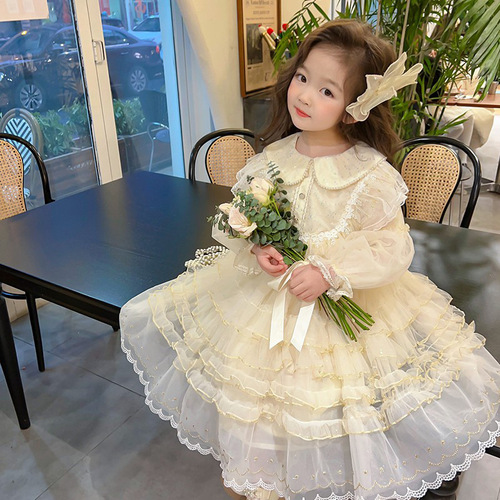 Princess Dress for Girls Spring 2024 New Children's Dress Trendy Baby Girl Lolita Skirt Girls Gown Dress