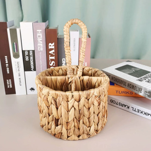 Water Hyacinth Grass Woven Storage Basket Desktop Organizer Basket Spoon Chopstick Storage Basket Portable Dried Fruit Basket Snack Basket