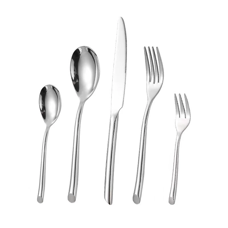 Slanted tail round handle stainless steel cutlery fork cutlery Western food 1455 steak knife fork spoon coffee spoon dessert spoon fruit fork
