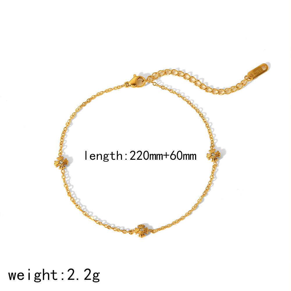 La tobilla de acero de titanio para damas inswind 18k oro inoxidable joyas de pie de rosa no se desvanecen transfronterizas