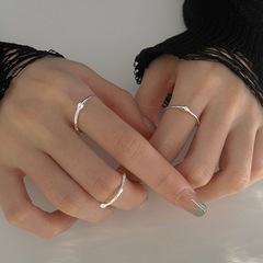 簡約肌理液態戒指女時尚個性水滴不規則S925銀開口指環疊戴食指戒