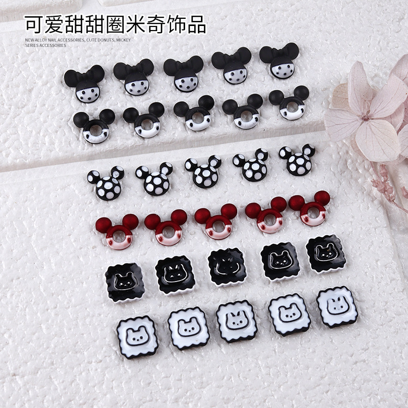 New Mickey Mouse Cute Donut Mickey Cartoon Doll Series Explosions Nail Art Wear Armor Jewelry PQ-729