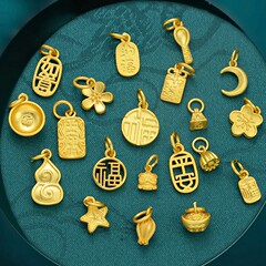 サンドゴールドアクセサリー diy ジュエリーアクセサリー古代中国風の祝福のペンダントブレスレットブレスレット小さなペンダントネックレスペンダント