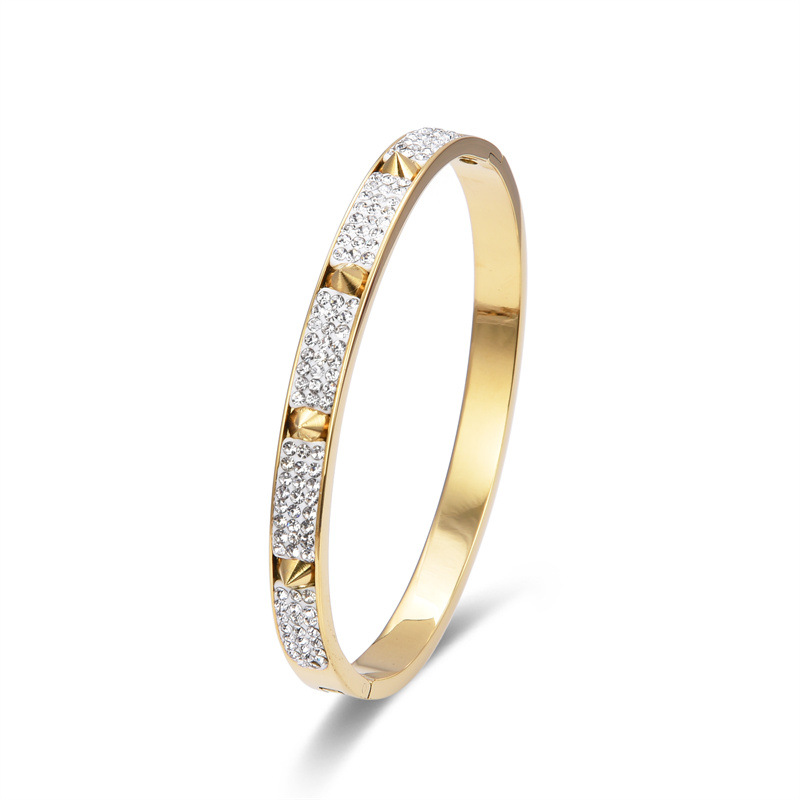 PVD Coated Gold Plating Process Real Gold Plated Plating Material PVD Coated Real Gold Plated Solid Color Stainless Steel Waterproof Non Tarnish Bangle