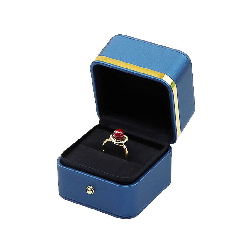丸い角の蓋の金の辺のpu皮の高級な宝石のアクセサリーの箱の指輪のペンダントのイヤリングのブレスレットのネックレスのアクセサリーの包装箱|undefined