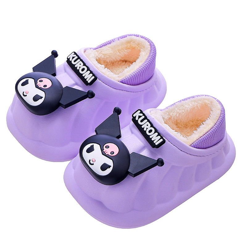 Sanliou zapatillas de algodón para niños de invierno para niños y niñas cálidos de terciopelo EVA impermeable para bebés en el hogar zapatos de algodón de tacones