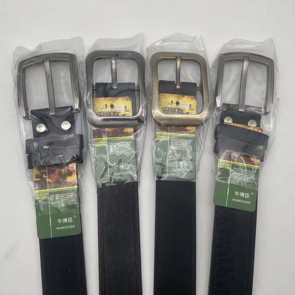 猪皮特价款男士针扣牛皮腰带二层牛皮针扣仿古结实耐用裤腰带批发