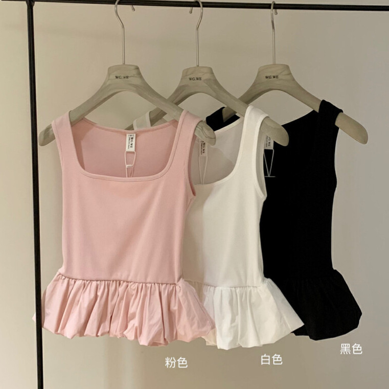 WGWE 2025 verano súper hermoso, único, hermoso, delgado, puro, viento, hombros sin tirantes, camisola, mujer W5450
