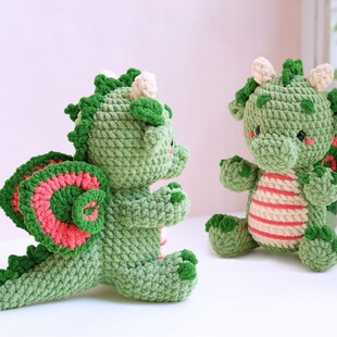Wholesale Cross-Border Hand-Crocheted Green Plush Dinosaur Children's Toys Can Be Customized in Size and Color