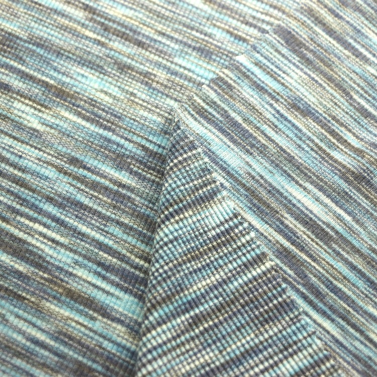 锻彩罗纹螺纹布针织纬编服装面料TC涤棉色织锻彩段彩2x2罗纹布料