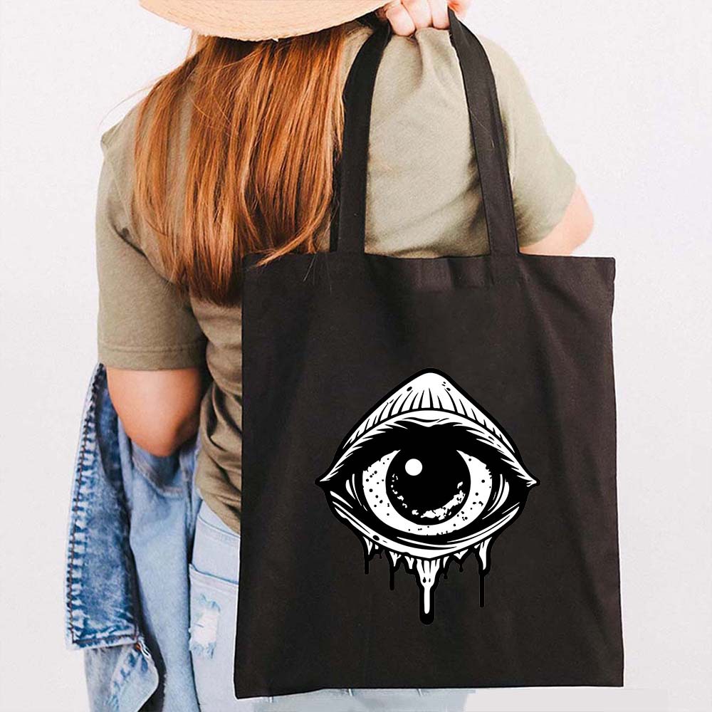 Graffiti griego mal de ojo impreso bolsa de lona bolsa de hombro estudiante bolsa plegable bolsa de compras portátil