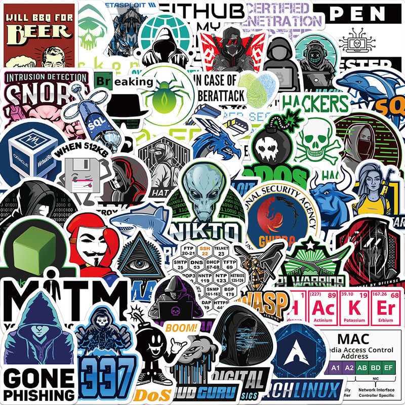 50 Hacker Program Coding Graffiti Stickers Personalized Decorative Suitcase Pen Guitar Notebook Waterproof Hot Model Wholesale