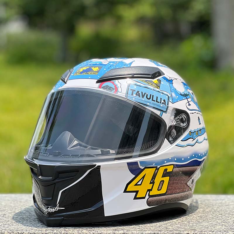 Motorcycle Helmet Personalized Snow House Style with Extended Spoiler