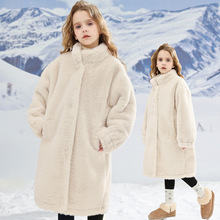女童毛毛衣冬季加棉加厚保暖长款小米貂冬装外套儿童时髦呢大衣潮