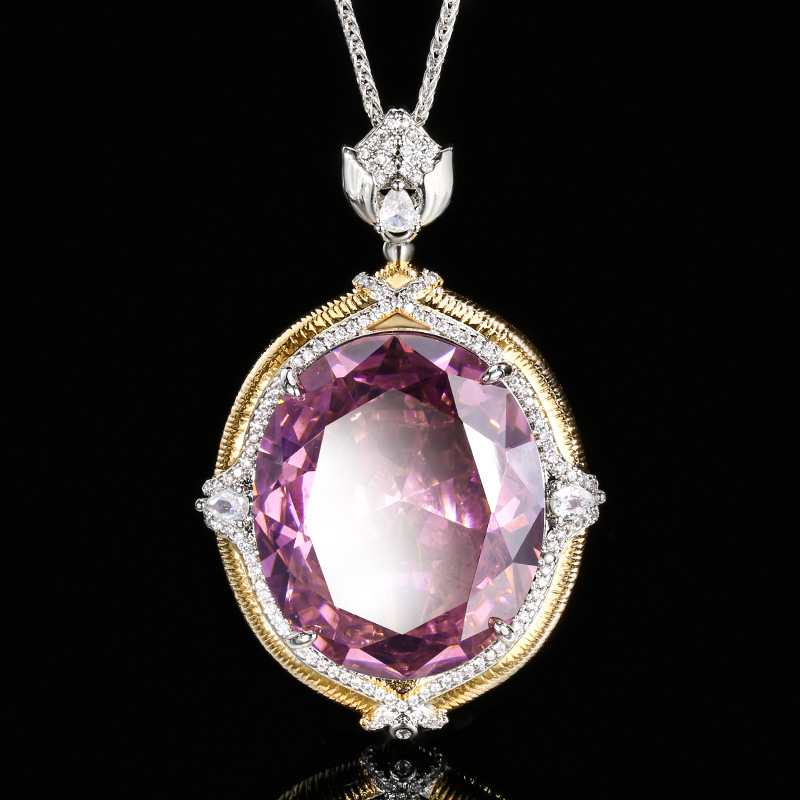 2024 nuevo estilo Zhuang Shengsheng joyería simulación color tesoro gran forma de huevo retro dibujo artesanía colgante collar piedra 25*30