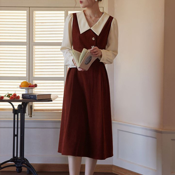 1351 (Test) Plus Size Women's Dress Autum New Age-Reducing Slim Long Skirt