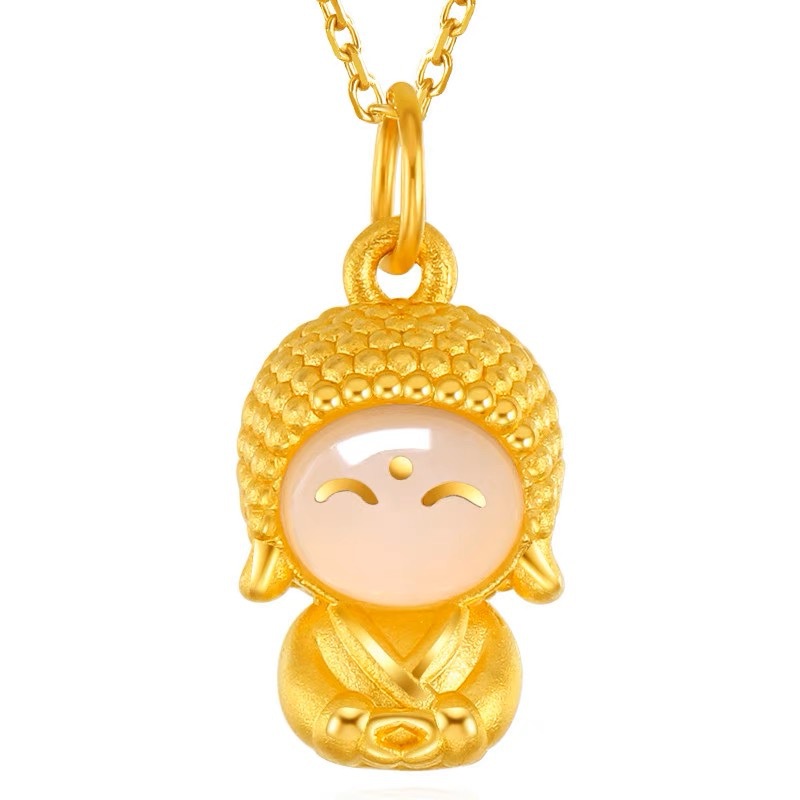 Unisex Gender Titanium Steel Simple Style Buddha Plating Inlay Artificial Gemstones Pendant Necklace