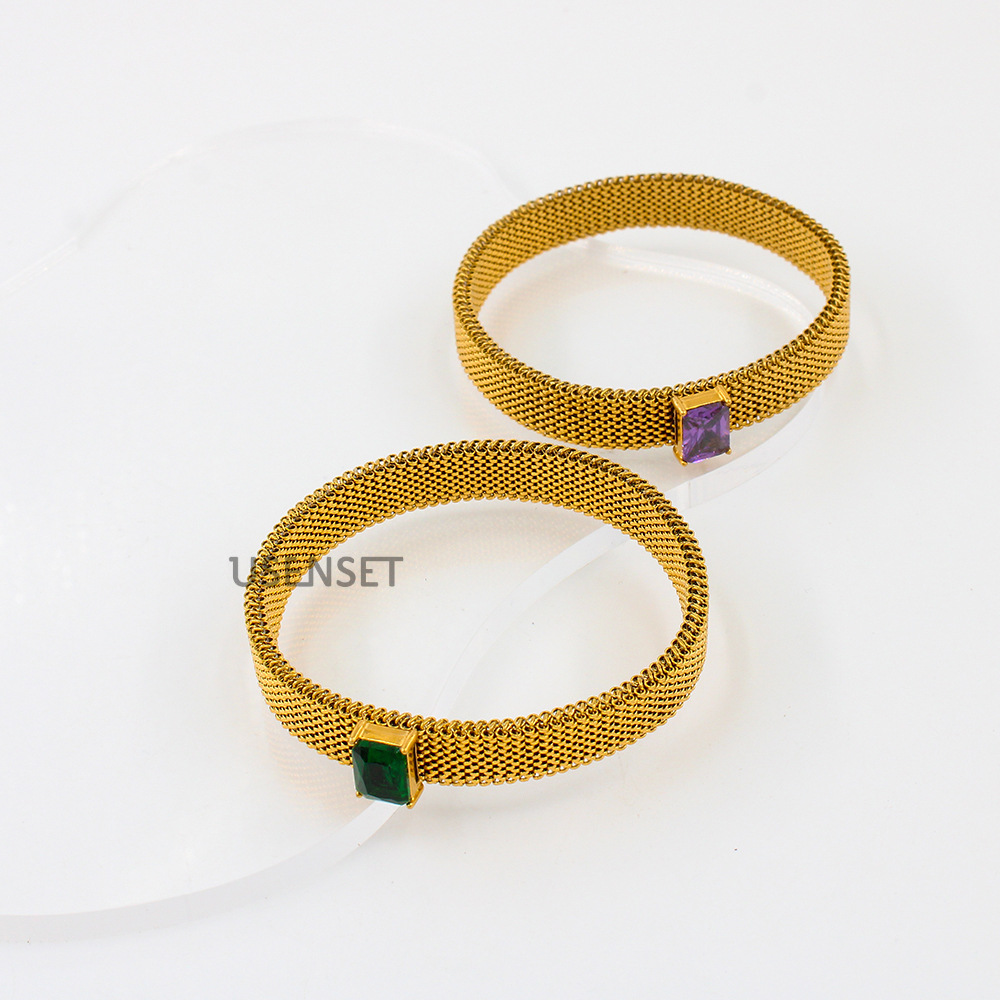 Fashion Geometric Stainless Steel Plating Zircon Bracelets 1 Piece