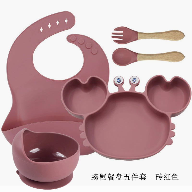 브릭 레드 - 5피스 크랩 디너 플레이트 세트