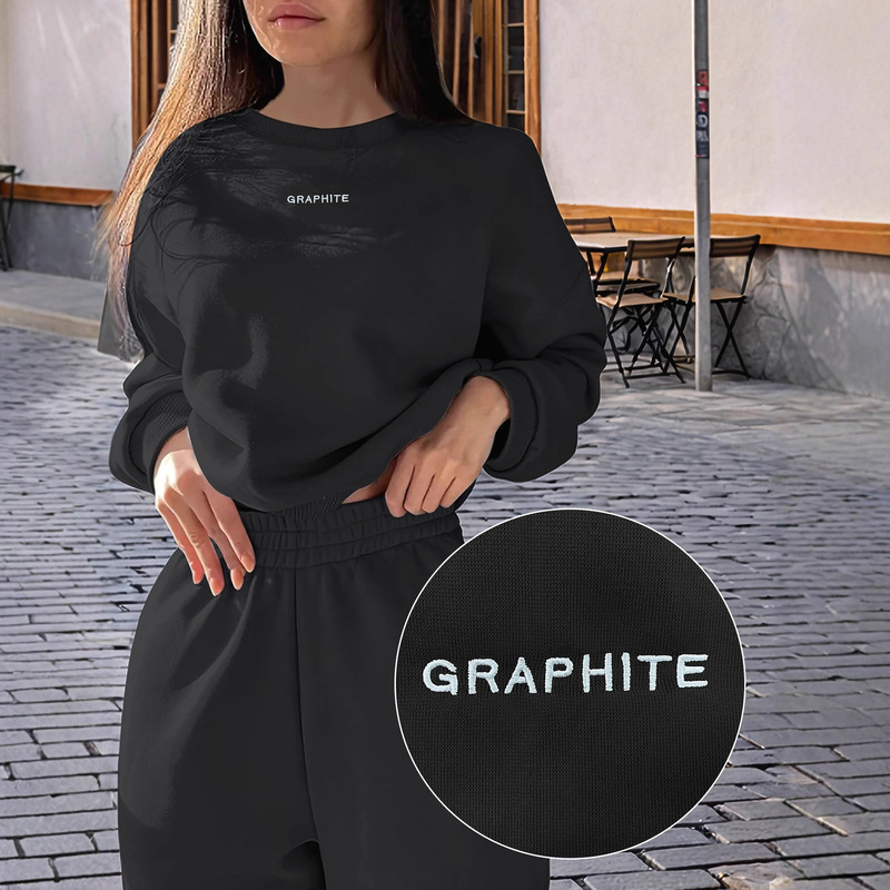 Cross-Border Exclusive Supply: Women's Casual Sports Suit, Autumn and Winter Casual Sweatshirt Two-Piece Set, Loose Fit, Slimming for Running