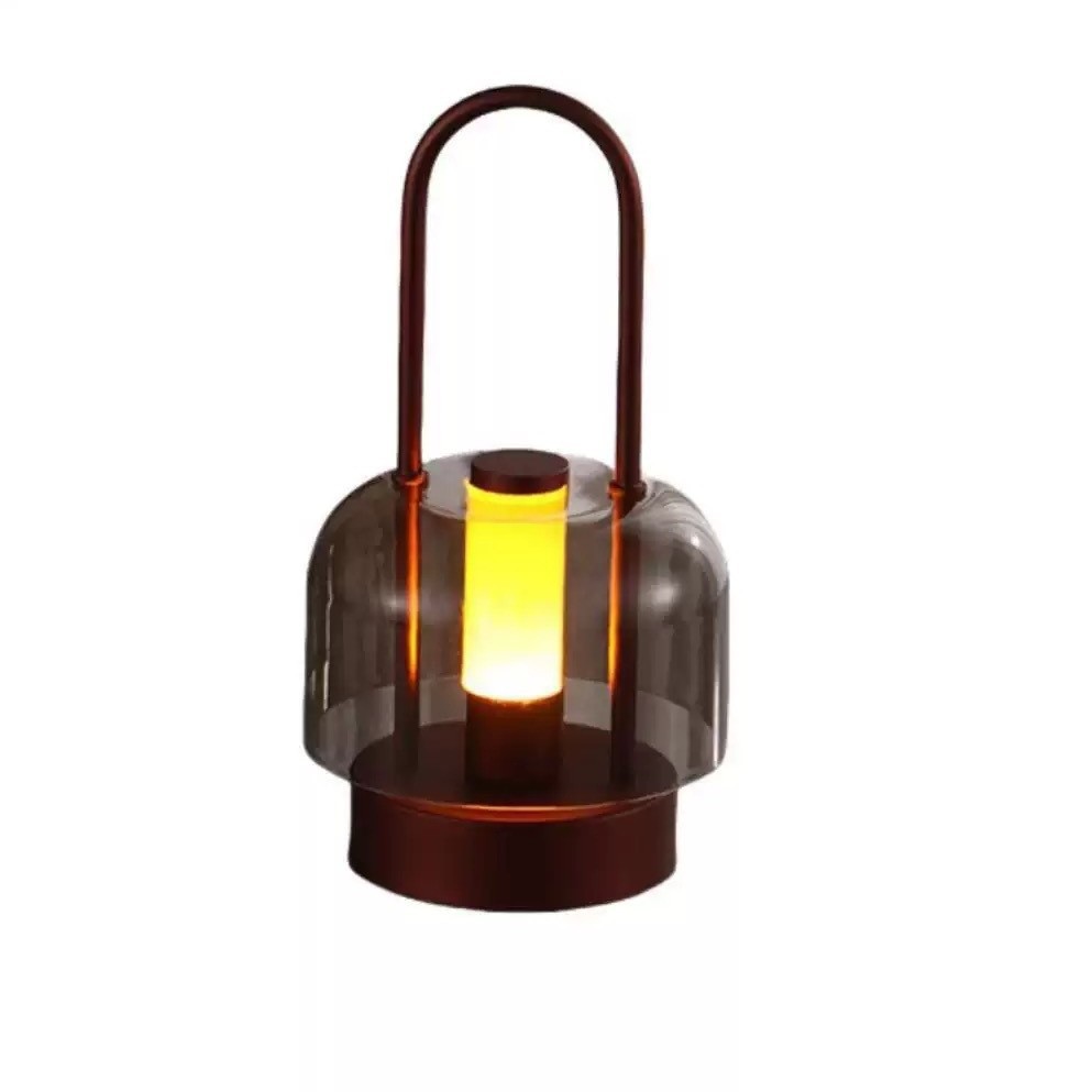 Lámpara de escritorio portátil de control táctil de temperatura de tres colores sin polaridad atmósfera retro dormitorio cabezal de cama recargable lámpara portátil de noche