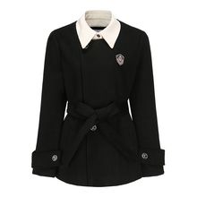 艾玲儿假两件西装外套女秋冬小个子收腰学院风感黑色西服套装