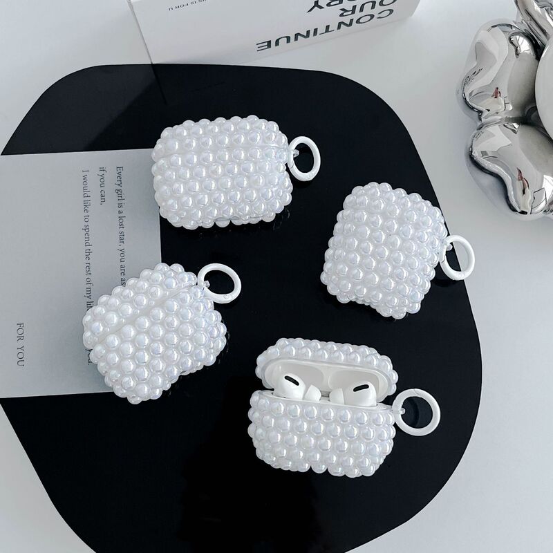 New Laser White Pearl Case Suitable for Apple AirPods Pro2 Earphones, Universal Tpu Soft Case, Purely Handmade New Laser White Pearl Case Suitable for Apple AirPods Pro2 Earphones, Universal Tpu Soft Case, Purely Handmade