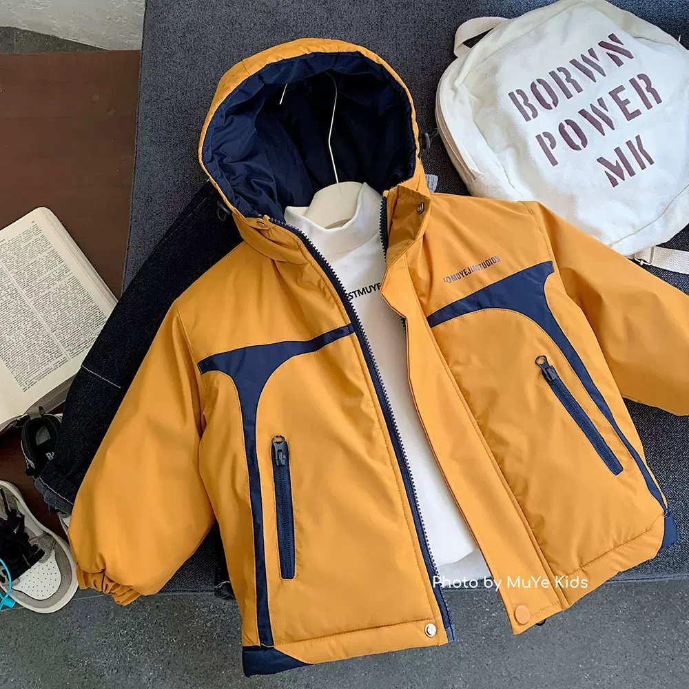 木野儿童派克服冬季新品童装男童韩版户外冲锋衣保暖棉服加厚外套