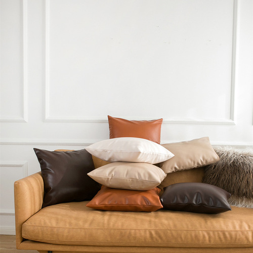 Soft imitation cowhide, light luxury pillowcase leather texture, lumbar pillow, living room sofa, technology cloth cushion, imitation leather cushion