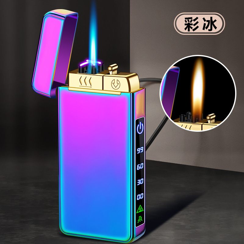 2021ガス電三火金属防風充電ライター個性創意ブーム彼氏プレゼントクロスボーダー|undefined