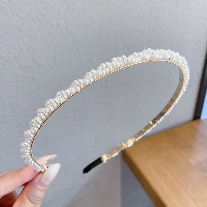 高級模造パールヘッドバンド、スーパーフェアリーヘッドバンド、ネットセレブヘアピン、シンプルで万能なヘッドバンド、気質ヘアアクセサリー|undefined