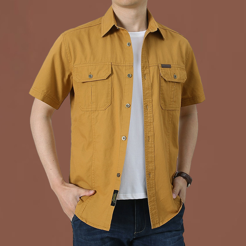 22024 verano nueva camisa casual de manga corta tendencia de gran tamaño de camisa de uniforme militar para hombres
