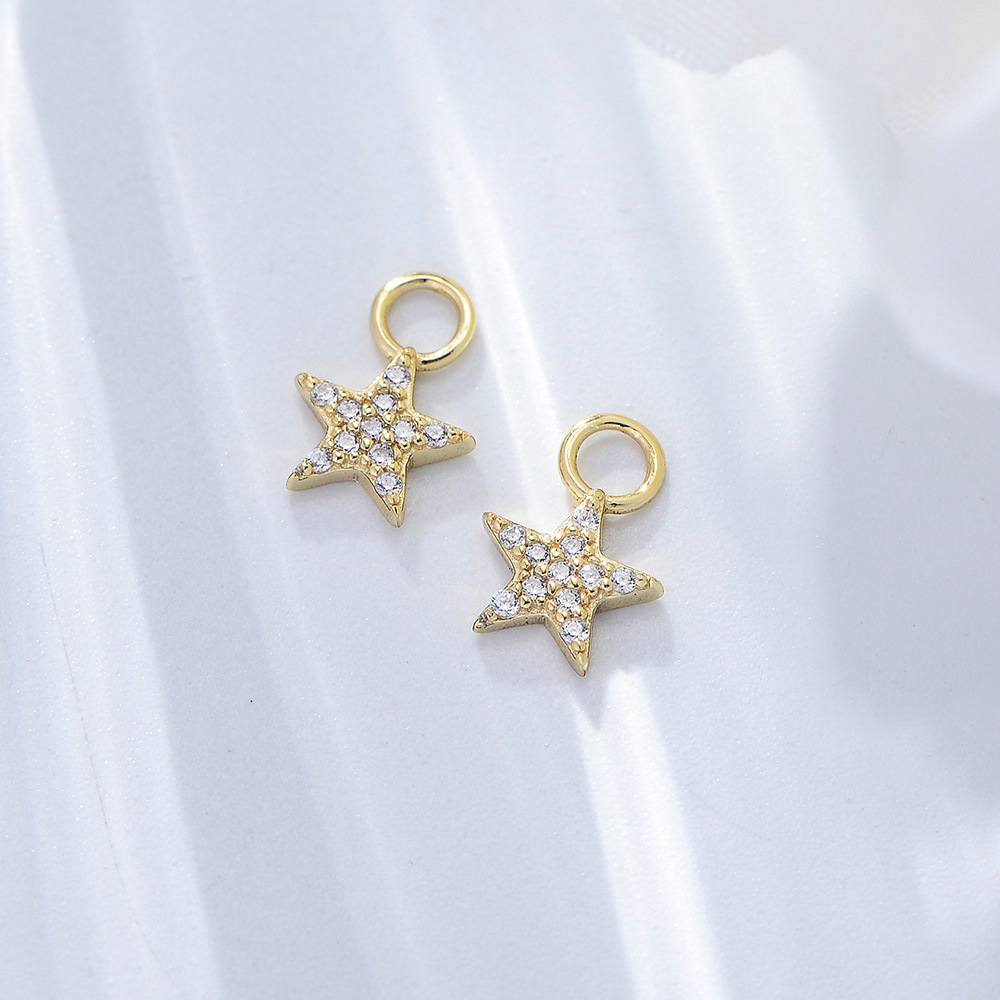 1 Paire Mode Star Argent Sterling Incruster Zircon Boucles D'oreilles Pendantes display picture 6