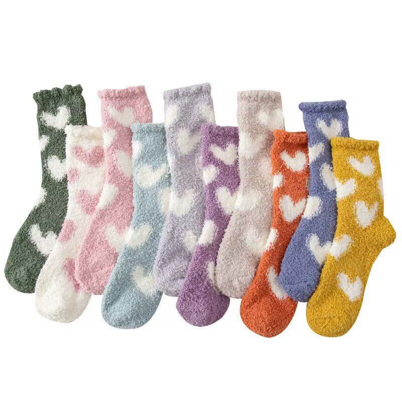 Otoño y invierno espesar coral calcetines de calcetines de calcetines de cama de peluche para niños y niñas cálidas en el hogar