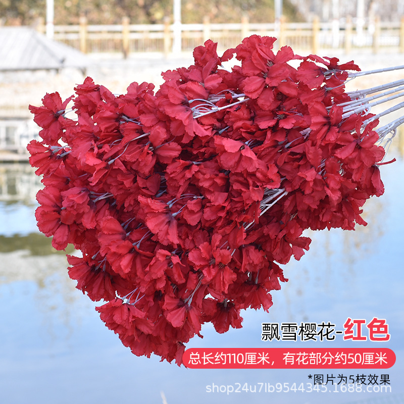 Simulación de flores de cereza flores de melocotón flores de pera flores de ciruela flores de bodas flores falsas vid decoración jardín balcón red de manglares paisaje de pared