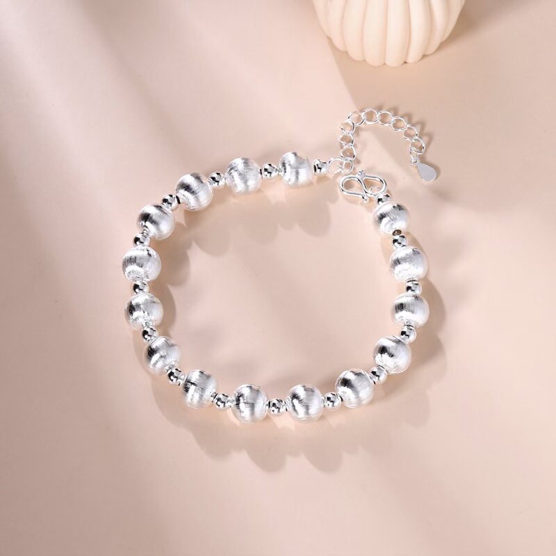 9500 model pure silver 990 brushed light bead round bead bracelet, elegant and stackable, niche and simple, popular on live broadcasts 9500 model pure silver 990 brushed light bead round bead bracelet, elegant and stackable, niche and simple, popular on live broadcasts