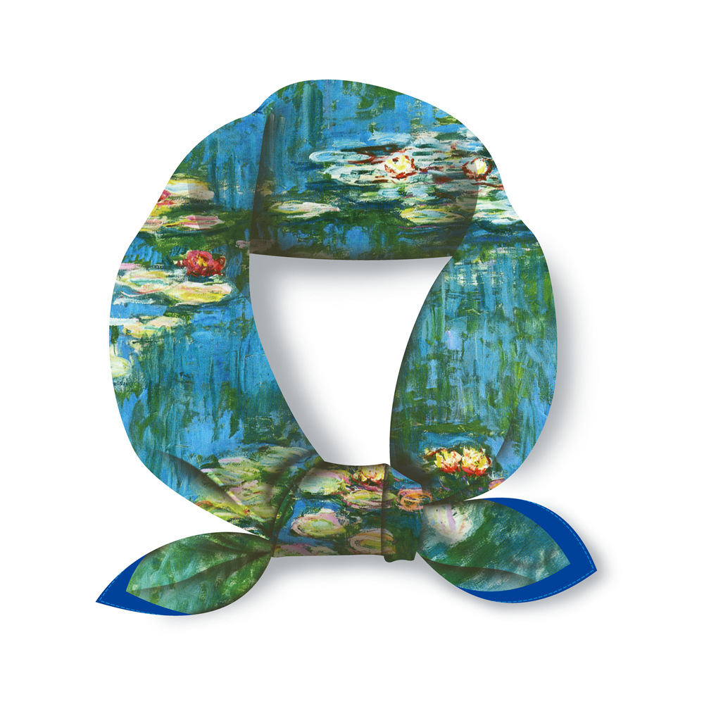 53cm Monet Ölgemälde Serie Seerosen Im Teich Seiden Schal display picture 4