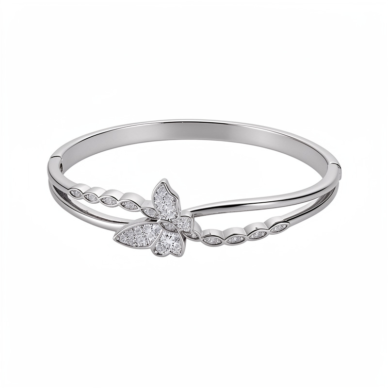 18k oro real electrón de diamante cruzado mariposa pulsera de pulsera de pulsera personalidad ligera lujo nicho de alta calidad joyas