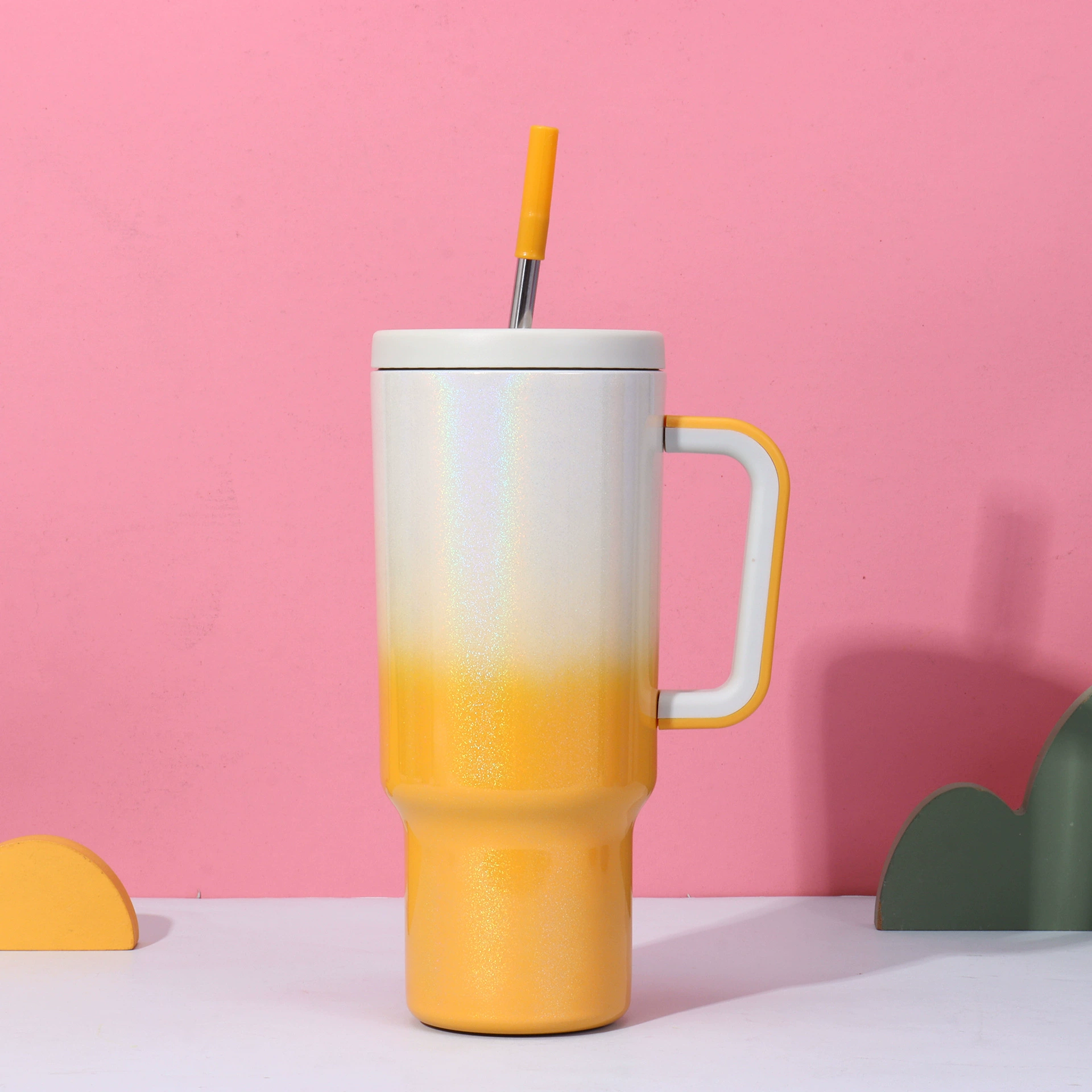 Вакуумный термокружка 40 oz, нержавеющая сталь AISI 304, градиентная отделка с ручкой