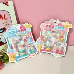 新款DIY冰淇淋小推车奶油胶系列儿童益智玩具仿真过家家奶油胶批