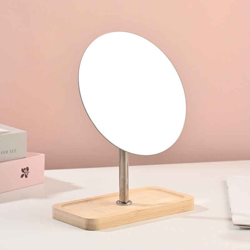 Red de bambú rojo madera de escritorio dormitorio de escritorio de mujeres portátil gran espejo de estudiantes plegable espejo de vestuario doméstico