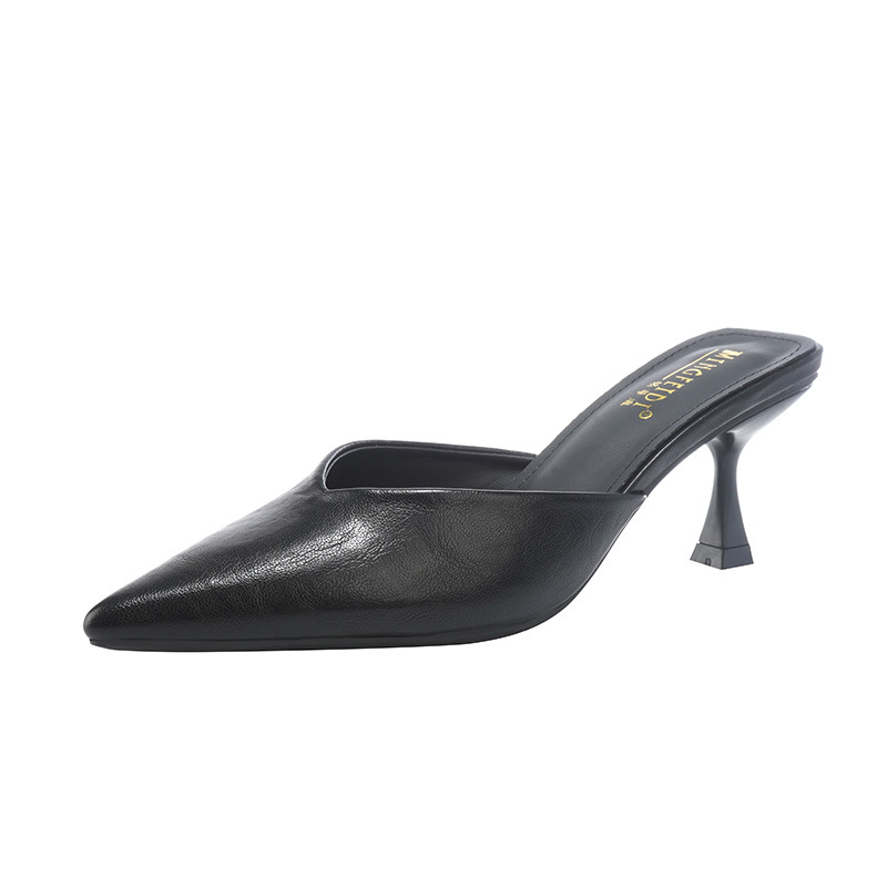 Tacones altos para mujer 2025 nuevo verano francés puntiagudo boca baja temperamento simple tacón de aguja moda Baotou medias pantuflas image 6
